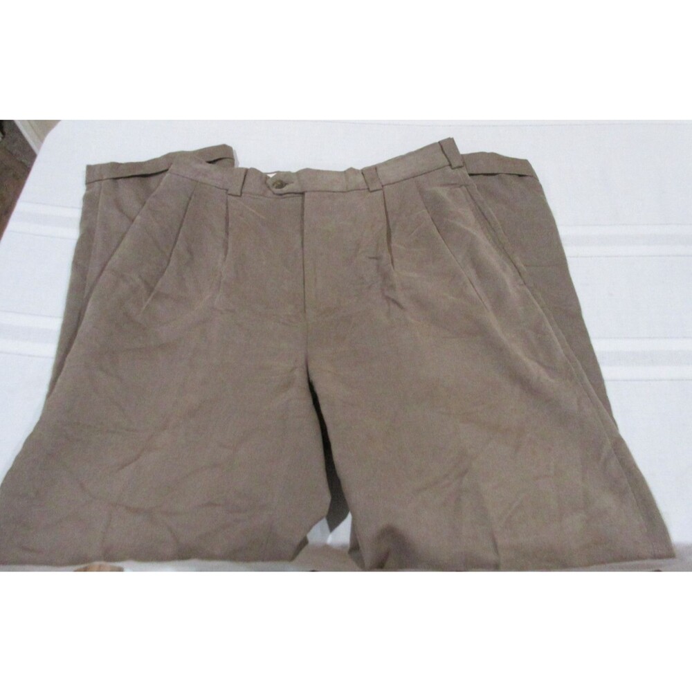 Perry Ellis Corduory Dress Pants Men 32/30 Brown Pleated